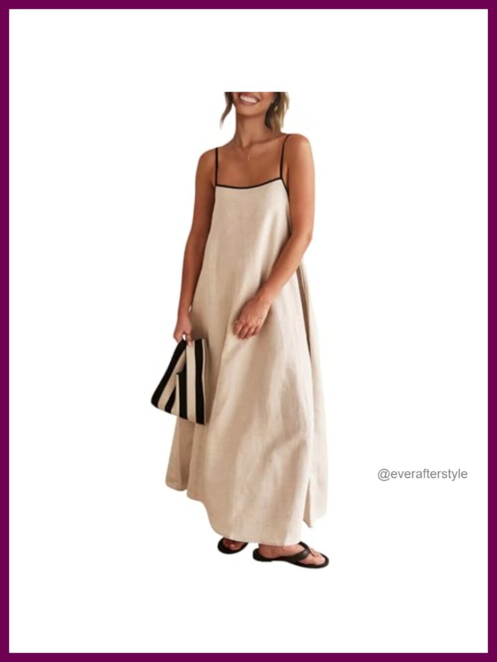 Linen Blend A-line Maxi Dress with Pockets - Picture 1 of 6
